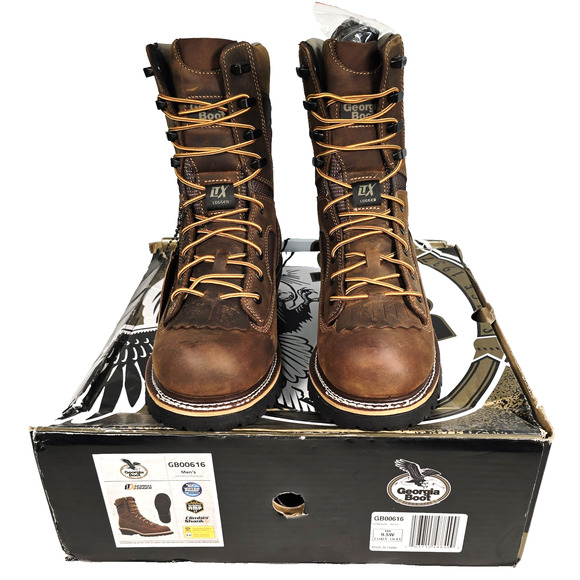 Georgia Boot LTX Men's Size 9.5W Brown Logger Waterproof 9" Work Boots GB00616 - Picture 1 of 16